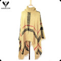 Mode Schleife Garn Plaid Knit Schal Große Größe Poncho